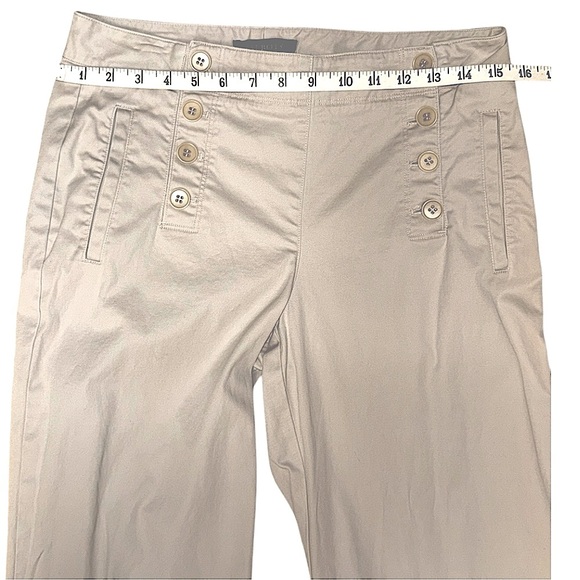 Talbots Heritage Khaki Sailor Pants Wide-Leg Trousers 6 Button Stretch Sz 6P - Picture 11 of 12